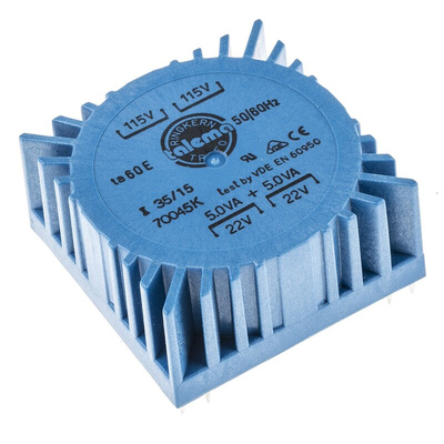 Nuvotem Talema 115 V ac, 230 V ac, 2 x 22V ac Toroidal Transformer, 10VA 2 Output