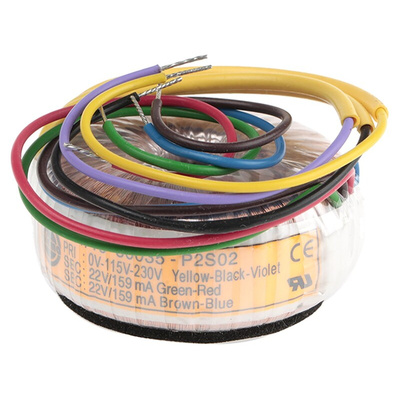 Nuvotem Talema 115 V ac, 230 V ac, 2 x 22V ac Toroidal Transformer, 7VA 2 Output