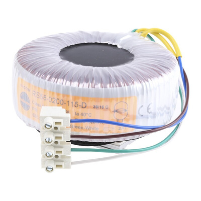 Nuvotem Talema 230V ac, 115V ac Toroidal Transformer, 200VA 1 Output