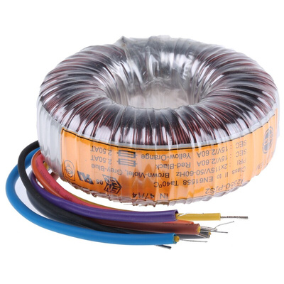 Nuvotem Talema 115 V ac, 230 V ac, 2 x 15V ac Toroidal Transformer, 80VA 2 Output