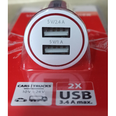 Hirschmann Dual USB Car Charger, 10 → 16V dc Input, 5V dc Output USB, 1 x 1A