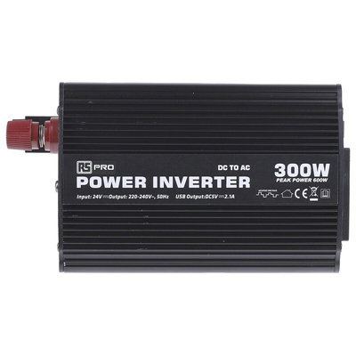 RS PRO Modified Sine Wave 300W Power Inverter, 24V dc Input, 230V ac Output