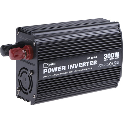 RS PRO Modified Sine Wave 300W Power Inverter, 24V dc Input, 230V ac Output