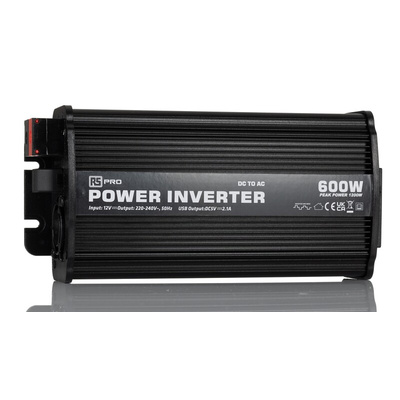 RS PRO Modified Sine Wave 600W Power Inverter, 12V dc Input, 230V ac Output