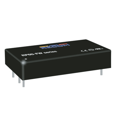 Recom RPA60-FW DC-DC Converter, 24V dc/ 2.5A Output, 9 → 36 V dc Input, 60W, Through Hole, +75°C Max Temp -40°C