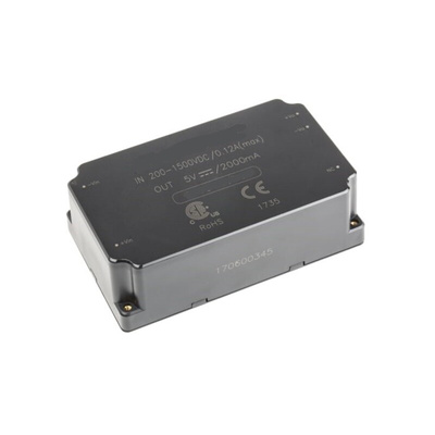 RS PRO DC-DC Converter, 5V dc/ 2A Output, 200 → 1500 V dc Input, 10W, PCB Mount, +70°C Max Temp -40°C Min Temp