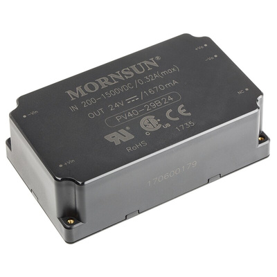 RS PRO DC-DC Converter, 24V dc/ 1.67A Output, 200 → 1500 V dc Input, 40W, PCB Mount, +70°C Max Temp -40°C Min