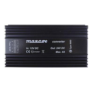 Mascot DC-DC Converter, 24V dc/ 4A Output, 12 V dc Input, 120W, Mounting Bracket, +25°C Max Temp -20°C Min Temp