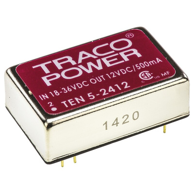 TRACOPOWER TEN 5 DC-DC Converter, 12V dc/ 500mA Output, 18 → 36 V dc Input, 6W, Through Hole, +85°C Max Temp