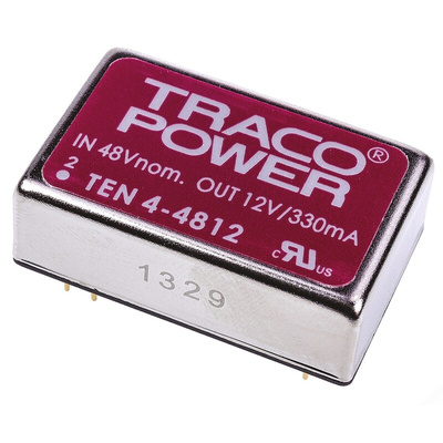 TRACOPOWER TEN 4 DC-DC Converter, 12V dc/ 330mA Output, 18 → 72 V dc Input, 4W, Through Hole, +75°C Max Temp