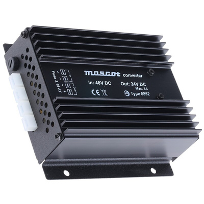 Mascot DC-DC Converter, 24V dc/ 10A Output, 40 → 64 V dc Input, 132W, Mounting Bracket, +30°C Max Temp -20°C Min