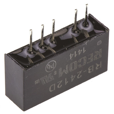 Recom RB DC-DC Converter, ±12V dc/ ±42mA Output, 21.6 → 26.4 V dc Input, 1W, Through Hole, +85°C Max Temp -40°C