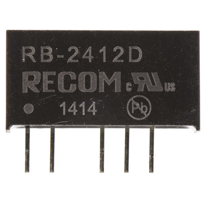 Recom RB DC-DC Converter, ±12V dc/ ±42mA Output, 21.6 → 26.4 V dc Input, 1W, Through Hole, +85°C Max Temp -40°C