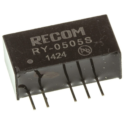 Recom RY DC-DC Converter, 5V dc/ 200mA Output, 4.75 → 5.25 V dc Input, 1W, Through Hole, +70°C Max Temp -40°C
