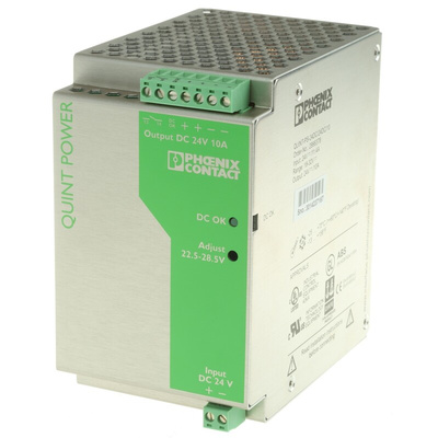 Phoenix Contact QUINT DC-DC Converter, 24V dc/ 10A Output, 18 → 32 V dc Input, 240W, DIN Rail Mount, +70°C Max