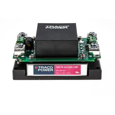 TRACOPOWER TEP 75WI DC-DC Converter, 12V dc/ 6.3A Output, 9 → 36 V dc Input, 76W, Chassis Mount, +75°C Max Temp