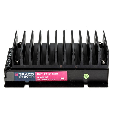 TRACOPOWER TEP 150WI DC-DC Converter, 12V dc/ 12.5A Output, 9 → 36 V dc Input, 150W, Chassis Mount, Wall Mount,