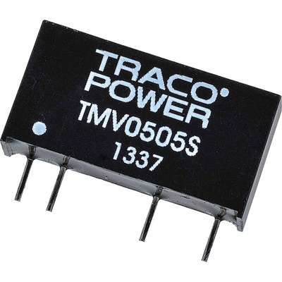 TRACOPOWER TMV DC-DC Converter, 5V dc/ 200mA Output, 4.5 → 5.5 V dc Input, 1W, Through Hole, +85°C Max Temp