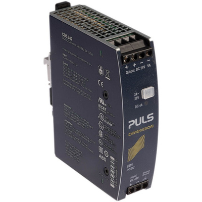 PULS DIMENSION-CD DC-DC Converter, 24V dc/ 5A Output, 36 → 60 V dc Input, 120W, DIN Rail Mount, +70°C Max Temp