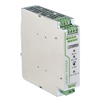Phoenix Contact QUINT-PS/24DC/24DC/8 DC-DC Converter, 12V dc/ 8A Output, 18 → 32 V dc Input, 96W, DIN Rail