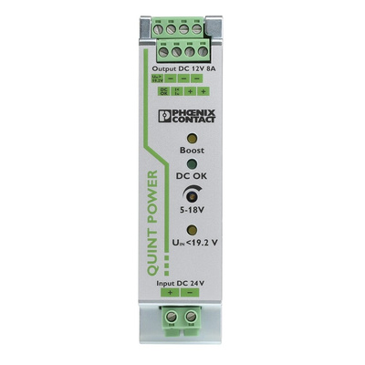 Phoenix Contact QUINT-PS/24DC/24DC/8 DC-DC Converter, 12V dc/ 8A Output, 18 → 32 V dc Input, 96W, DIN Rail