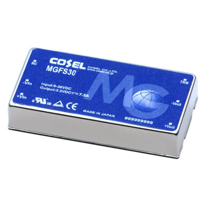 Cosel DC-DC Converter, 5V dc/ 6A Output, 9 → 36 V dc Input, 30W, Through Hole, +85°C Max Temp -40°C Min Temp