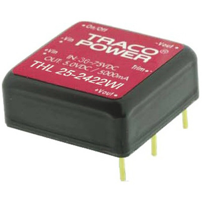 TRACOPOWER THL 25WI DC-DC Converter, ±12V dc/ ±1A Output, 9 → 36 V dc Input, 25W, Through Hole, +80°C Max Temp