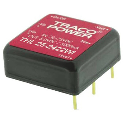 TRACOPOWER THL 25WI DC-DC Converter, 12V dc/ 2.09A Output, 9 → 36 V dc Input, 25W, Through Hole, +80°C Max Temp
