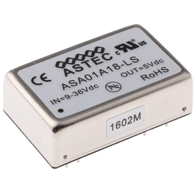 Artesyn Embedded Technologies ASA DC-DC Converter, 5V dc/ 1A Output, 9 → 36 V dc Input, 5W, Through Hole, +71°C