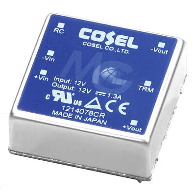 Cosel MG DC-DC Converter, 5V dc/ 3A Output, 9 → 18 V dc Input, 15W, Through Hole, +85°C Max Temp -40°C Min Temp