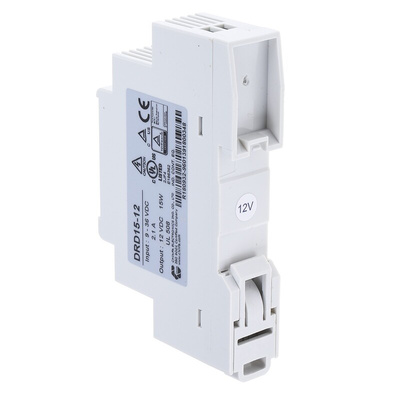 Chinfa DRD15 DC-DC Converter, 12V dc/ 1.25A Output, 9 → 36 V dc Input, 15W, DIN Rail Mount, +71°C Max Temp -40°C