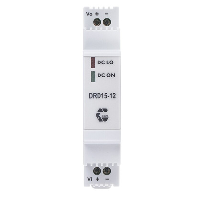 Chinfa DRD15 DC-DC Converter, 12V dc/ 1.25A Output, 9 → 36 V dc Input, 15W, DIN Rail Mount, +71°C Max Temp -40°C