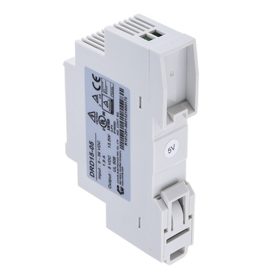 Chinfa DRD15 DC-DC Converter, 5V dc/ 2.7A Output, 9 → 36 V dc Input, 13.5W, DIN Rail Mount, +71°C Max Temp -40°C