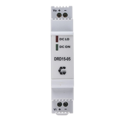 Chinfa DRD15 DC-DC Converter, 5V dc/ 2.7A Output, 9 → 36 V dc Input, 13.5W, DIN Rail Mount, +71°C Max Temp -40°C
