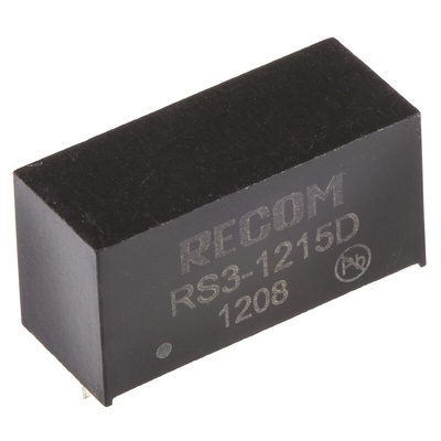 Recom RS3 DC-DC Converter, ±15V dc/ ±100mA Output, 9 → 18 V dc Input, 3W, Through Hole, +71°C Max Temp -40°C Min