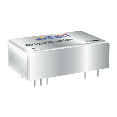 Recom RP12-AW DC-DC Converter, 12V dc/ 1A Output, 9 → 36 V dc Input, 12W, Through Hole, +65°C Max Temp -40°C Min