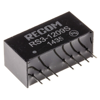 Recom RS3 DC-DC Converter, 9V dc/ 333mA Output, 9 → 18 V dc Input, 3W, Through Hole, +71°C Max Temp -40°C Min