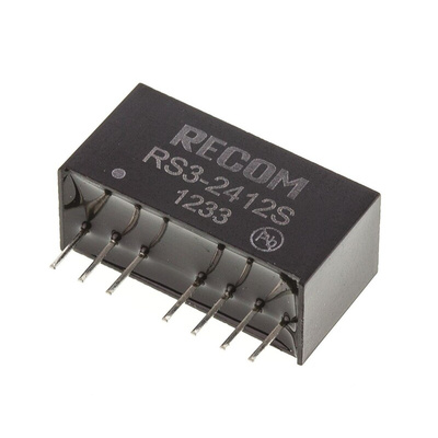 Recom RS3 DC-DC Converter, 12V dc/ 250mA Output, 18 → 36 V dc Input, 3W, Through Hole, +71°C Max Temp -40°C Min