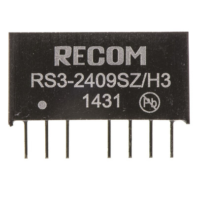 Recom RS3 DC-DC Converter, 9V dc/ 333mA Output, 9 → 27 V dc Input, 3W, Through Hole, +71°C Max Temp -40°C Min