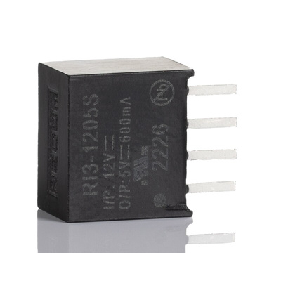 Recom DC-DC Converter, 5V dc/ 600mA Output, 12 V dc Input, 3W, Through Hole, +85°C Max Temp -40°C Min Temp