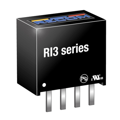 Recom RI3 DC-DC Converter, 12V dc/ 250mA Output, 24 V dc Input, 3W, Through Hole, +85°C Max Temp -40°C Min Temp