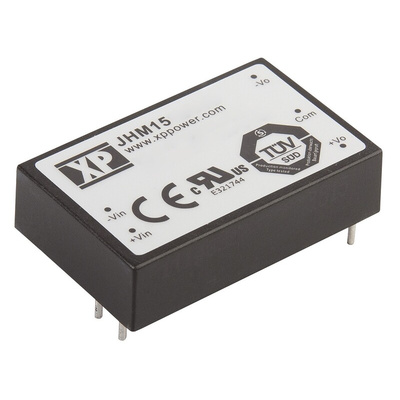 XP Power JHM15 DC-DC Converter, 5V dc/ 3A Output, 18 → 36 V dc Input, 15W, Through Hole, +80°C Max Temp -40°C