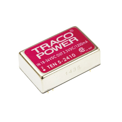 TRACOPOWER TEN 5 DC-DC Converter, 3.3V dc/ 1.2A Output, 18 → 36 V dc Input, 6W, Through Hole, +85°C Max Temp