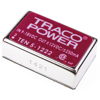 TRACOPOWER TEN 5 DC-DC Converter, ±12V dc/ ±250mA Output, 9 → 18 V dc Input, 6W, Through Hole, +85°C Max Temp