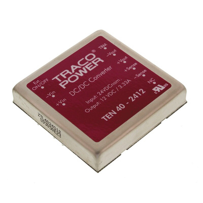 TRACOPOWER TEN 40 DC-DC Converter, 12V dc/ 3.3A Output, 18 → 36 V dc Input, 40W, Through Hole, +75°C Max Temp