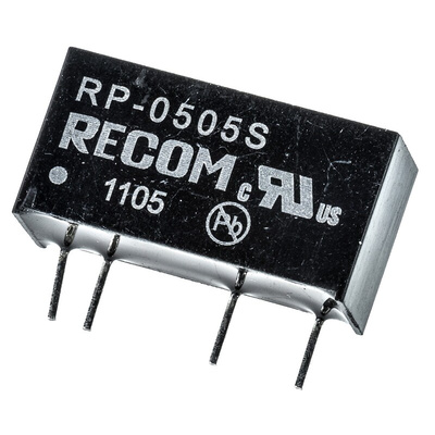 Recom RP DC-DC Converter, 5V dc/ 200mA Output, 4.5 → 5.5 V dc Input, 1W, Through Hole, +85°C Max Temp -40°C Min