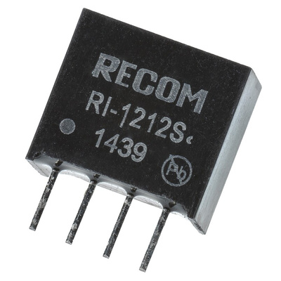 Recom RI DC-DC Converter, 12V dc/ 167mA Output, 10.8 → 13.2 V dc Input, 2W, Through Hole, +85°C Max Temp -40°C