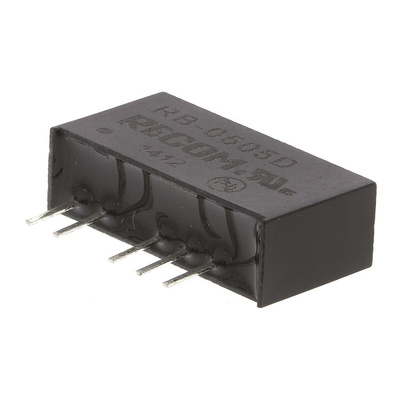 Recom RB DC-DC Converter, ±5V dc/ ±100mA Output, 4.5 → 5.5 V dc Input, 1W, Through Hole, +85°C Max Temp -40°C