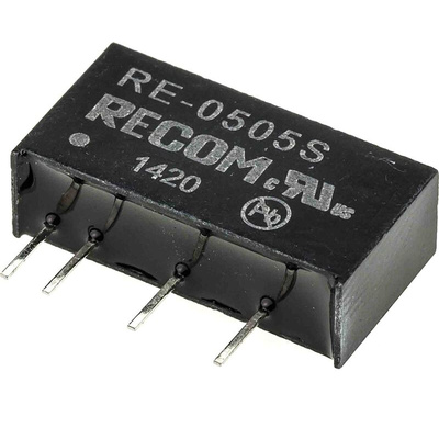 Recom RE DC-DC Converter, 5V dc/ 200mA Output, 4.5 → 5.5 V dc Input, 1W, Through Hole, +85°C Max Temp -40°C Min