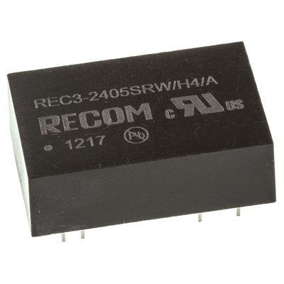Recom REC3 DC-DC Converter, 5V dc/ 600mA Output, 18 → 36 V dc Input, 3W, Through Hole, +85°C Max Temp -40°C Min